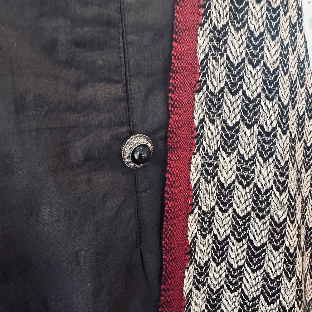 Black Cotton Kurta with Embroidered Border and Wool Blend Shawl - Picture 2 of 4